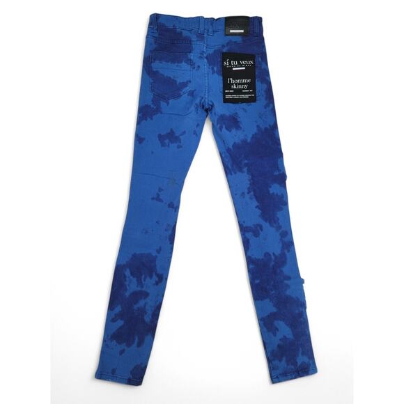 Si Tu Veux Brutini‎ Cargo Jeans Blue 28 Skinny Fit Stacked Grunge Street Style - Picture 5 of 7